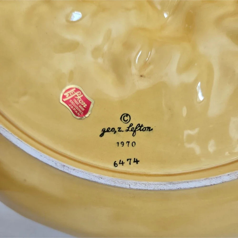 Vintage Lefton Merry Mushroom Ceramic Appetizer Hors d'oeuvre Plate Cottagecore - Picture 12 of 13